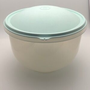 Vintage Tupperware Lettuce Crisper Bowl Sheer White Seafoam Green Lid 1273 1274